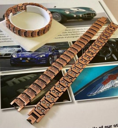 Mans 99.9% Solid Copper Magnetic PLUS Therapy Health Bracelet