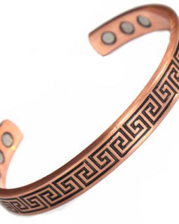 Greek Key Symbol Therapeutic Copper Magnetic Cuff Bracelet - Unisex