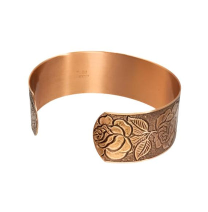 Ladies Copper Cuff Bracelet Rose Design Ladies Antiqued Copper Bracelet