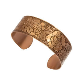 Ladies Copper Cuff Bracelet Rose Design Ladies Antiqued Copper Bracelet