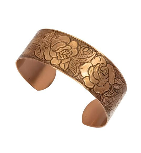 Ladies Copper Cuff Bracelet Rose Design Ladies Antiqued Copper Bracelet