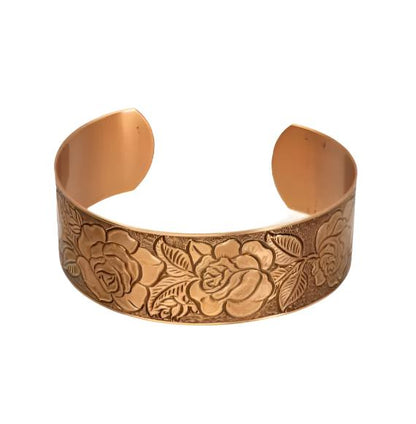 Ladies Copper Cuff Bracelet Rose Design Ladies Antiqued Copper Bracelet