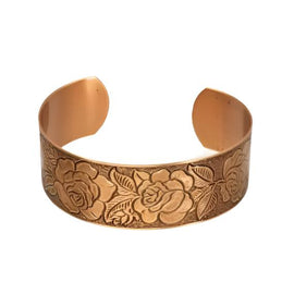 Ladies Copper Cuff Bracelet Rose Design Ladies Antiqued Copper Bracelet