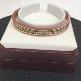 Pure Copper Bracelet Silver Gold twist - 6 therapeutic MagnEts - Hand Crafted
